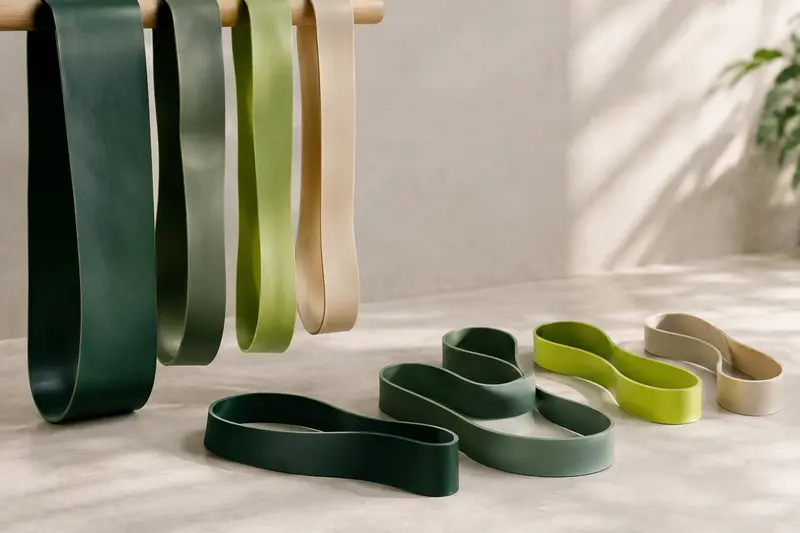 Bandes longues de résistance en boucle disposées en courbes sur un fond neutre
