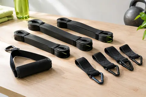 Kit noir Fitarc avec quatre bandes d’assistance à la traction, sangles, mousquetons et repose-pied