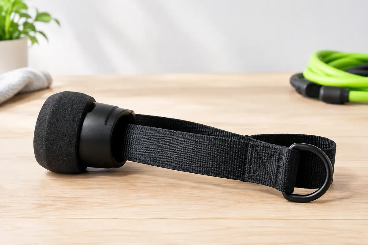Ancrage de porte noir Goliton avec sangle en nylon, noyau en ABS et amortisseur en mousse