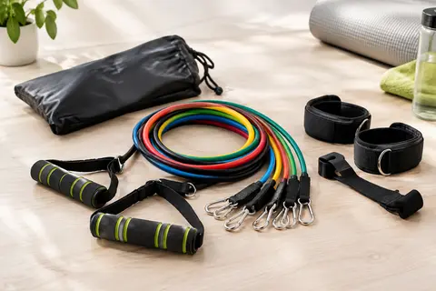 Kit Whatafit de tubes de résistance multicolores avec poignées, ancrage de porte et étui